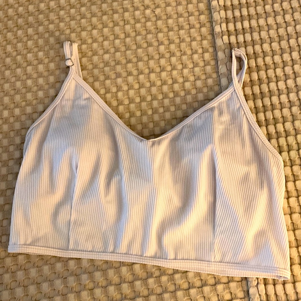 KJ Ribbed white swim top